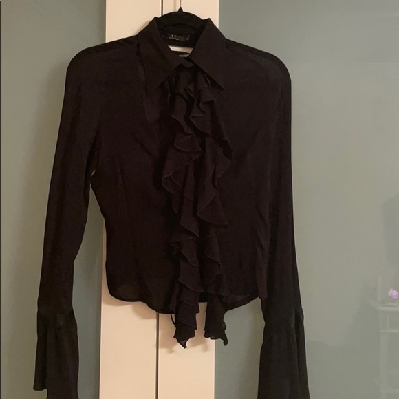 Black open back blouse circa 1990 - Picture 2 of 6